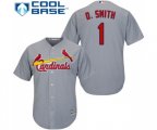 St. Louis Cardinals #1 Ozzie Smith Replica Grey Road Cool Base Baseball Jersey