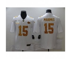 Kansas City Chiefs #15 Patrick Mahomes White Leopard Super Bowl LV Jersey