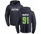 Seattle Seahawks #91 Cassius Marsh Navy Blue Name & Number Logo Pullover Hoodie