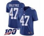 New York Giants #47 Alec Ogletree Royal Blue Team Color Vapor Untouchable Limited Player 100th Season Football Jersey