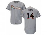 Miami Marlins #14 Martin Prado Grey Flexbase Authentic Collection MLB Jersey