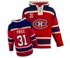 Montreal Canadiens #31 Carey Price Authentic Red Sawyer Hooded Sweatshirt NHL Jersey