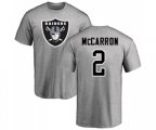 Oakland Raiders #2 AJ McCarron Ash Name & Number Logo T-Shirt