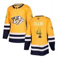 Nashville Predators #4 Ryan Ellis Authentic Gold Drift Fashion NHL Jersey