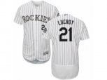 Colorado Rockies #21 Jonathan Lucroy White Flexbase Authentic Collection MLB Jersey