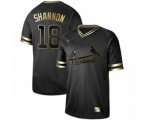 St. Louis Cardinals #18 Mike Shannon Authentic Black Gold Fashion Baseball Jersey