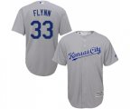 Kansas City Royals #33 Brian Flynn Replica Grey Road Cool Base Baseball Jersey