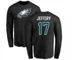 Philadelphia Eagles #17 Alshon Jeffery Black Name & Number Logo Long Sleeve T-Shirt
