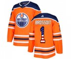 Edmonton Oilers #1 Laurent Brossoit Authentic Orange USA Flag Fashion NHL Jersey