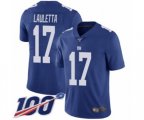 New York Giants #17 Kyle Lauletta Royal Blue Team Color Vapor Untouchable Limited Player 100th Season Football Jersey