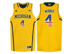 2016 US Flag Fashion-Michigan Wolverines Chirs Webber #4 Basketball Authentic Jersey - Yellow