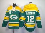 Green Bay Packers #12 aaron rodgers green-yellow[pullover hooded sweatshirt]