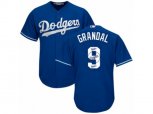 Los Angeles Dodgers #9 Yasmani Grandal Authentic Royal Blue Team Logo Fashion Cool Base MLB Jersey
