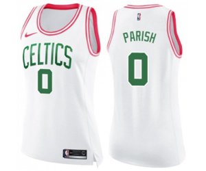 Women\'s Boston Celtics #0 Robert Parish Swingman White Pink Fashion Basketball Jersey