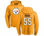 Pittsburgh Steelers #55 Devin Bush Gold Name & Number Logo Pullover Hoodie