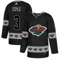Minnesota Wild #3 Charlie Coyle Authentic Black Team Logo Fashion NHL Jersey