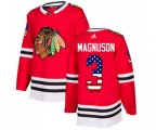 Chicago Blackhawks #3 Keith Magnuson Authentic Red USA Flag Fashion NHL Jersey