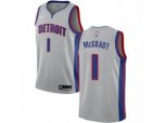 Detroit Pistons #1 Tracy McGrady Authentic Silver NBA Jersey Statement Edition