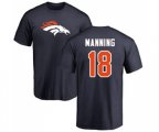 Denver Broncos #18 Peyton Manning Navy Blue Name & Number Logo T-Shirt