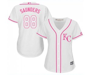 Women\'s Kansas City Royals #88 Michael Saunders Authentic White Fashion Cool Base Baseball Jersey