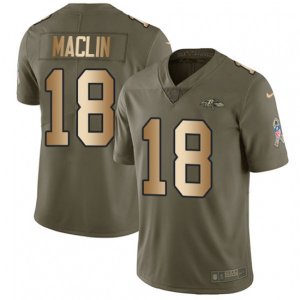 Baltimore Ravens #18 Jeremy Maclin Limited Olive Gold Salute to Service NFL Jersey