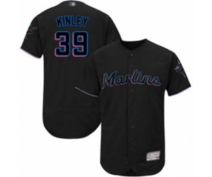 Miami Marlins Tyler Kinley Black Alternate Flex Base Authentic Collection Baseball Player Jersey