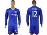 Chelsea #12 Mikel Home Long Sleeves Soccer Club Jersey