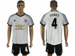 Manchester United #4 Jones White Soccer Club Jersey