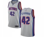 Detroit Pistons #42 Jerry Stackhouse Swingman Silver Basketball Jersey Statement Edition