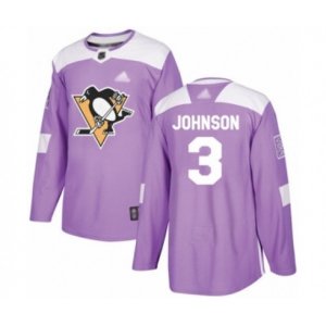 Pittsburgh Penguins #3 Jack Johnson Authentic Purple Fights Cancer Practice Hockey Jersey