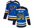 Adidas St. Louis Blues #34 Jake Allen Authentic Blue Drift Fashion NHL Jersey