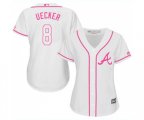 Women's Atlanta Braves #8 Bob Uecker Replica White Fashion Cool Base Baseball Jersey