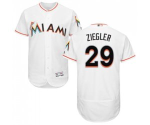 Miami Marlins #29 Brad Ziegler White Home Flex Base Authentic Collection Baseball Jersey