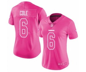 Women\'s Oakland Raiders #6 A.J. Cole Limited Pink Rush Fashion Football Jersey