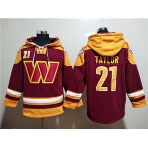 Washington Commanders #21 Sean Taylor Burgundy Lace-Up Pullover Hoodie