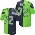 Seattle Seahawks #72 Michael Bennett Elite Navy Green Split Fashion NFL Jersey