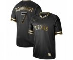 Texas Rangers #7 Ivan Rodriguez Authentic Black Gold Fashion Baseball Jersey