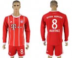 2017-18 Bayern Munich 8 MARTINEZ Home Long Sleeve Soccer Jersey