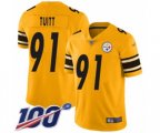 Pittsburgh Steelers #91 Stephon Tuitt Limited Gold Inverted Legend 100th Season Football Jersey