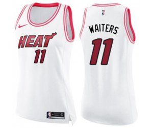 Women\'s Miami Heat #11 Dion Waiters Swingman White Pink Fashion Basketball Jersey