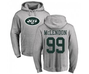 New York Jets #99 Steve McLendon Ash Name & Number Logo Pullover Hoodie