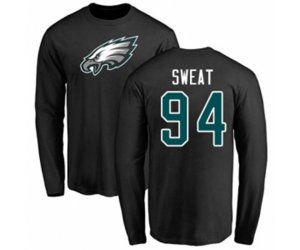 Philadelphia Eagles #94 Josh Sweat Black Name & Number Logo Long Sleeve T-Shirt