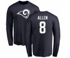 Los Angeles Rams #8 Brandon Allen Navy Blue Name & Number Logo Long Sleeve T-Shirt