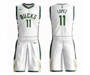 Milwaukee Bucks #11 Brook Lopez Swingman White Basketball Suit Jersey - Association Edition