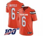 Cleveland Browns #6 Baker Mayfield Orange Alternate 100th Season Vapor Untouchable Limited Player Football Jersey