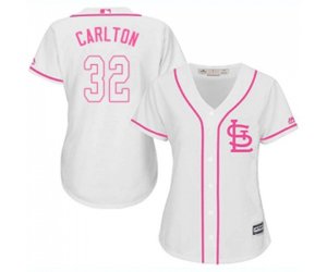 Women\'s St. Louis Cardinals #32 Steve Carlton Replica White Fashion Cool Base Baseball Jersey