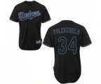 Los Angeles Dodgers #34 Fernando Valenzuela Replica Black Fashion Baseball Jersey