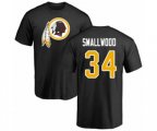 Washington Redskins #34 Wendell Smallwood Black Name & Number Logo T-Shirt
