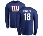 New York Giants #18 Bennie Fowler Royal Blue Name & Number Logo Long Sleeve T-Shirt