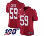 New York Giants #59 Lorenzo Carter Red Limited Red Inverted Legend 100th Season Football Jersey